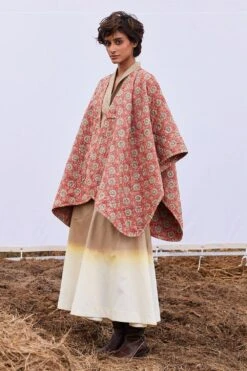 Khara Kapas Radiant Red Floral Printed Mul-Cotton Cape 8 Khara Kapas Radiant Red Floral Printed Mul-Cotton Cape -Divine Couture 161223kk4 3