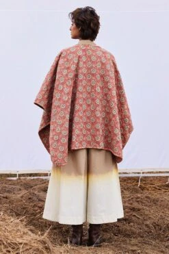 Khara Kapas Radiant Red Floral Printed Mul-Cotton Cape 9 Khara Kapas Radiant Red Floral Printed Mul-Cotton Cape -Divine Couture 161223kk4 4