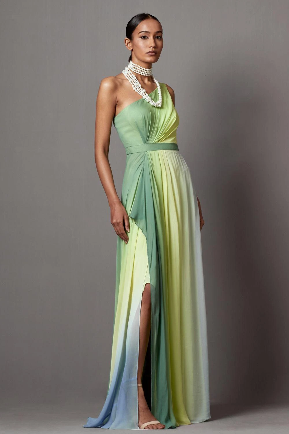 Mala And Kinnary Elegant Multi-hued Ombre Flowy Gown 4 Mala And Kinnary Elegant Multi-hued Ombre Flowy Gown - Image 2