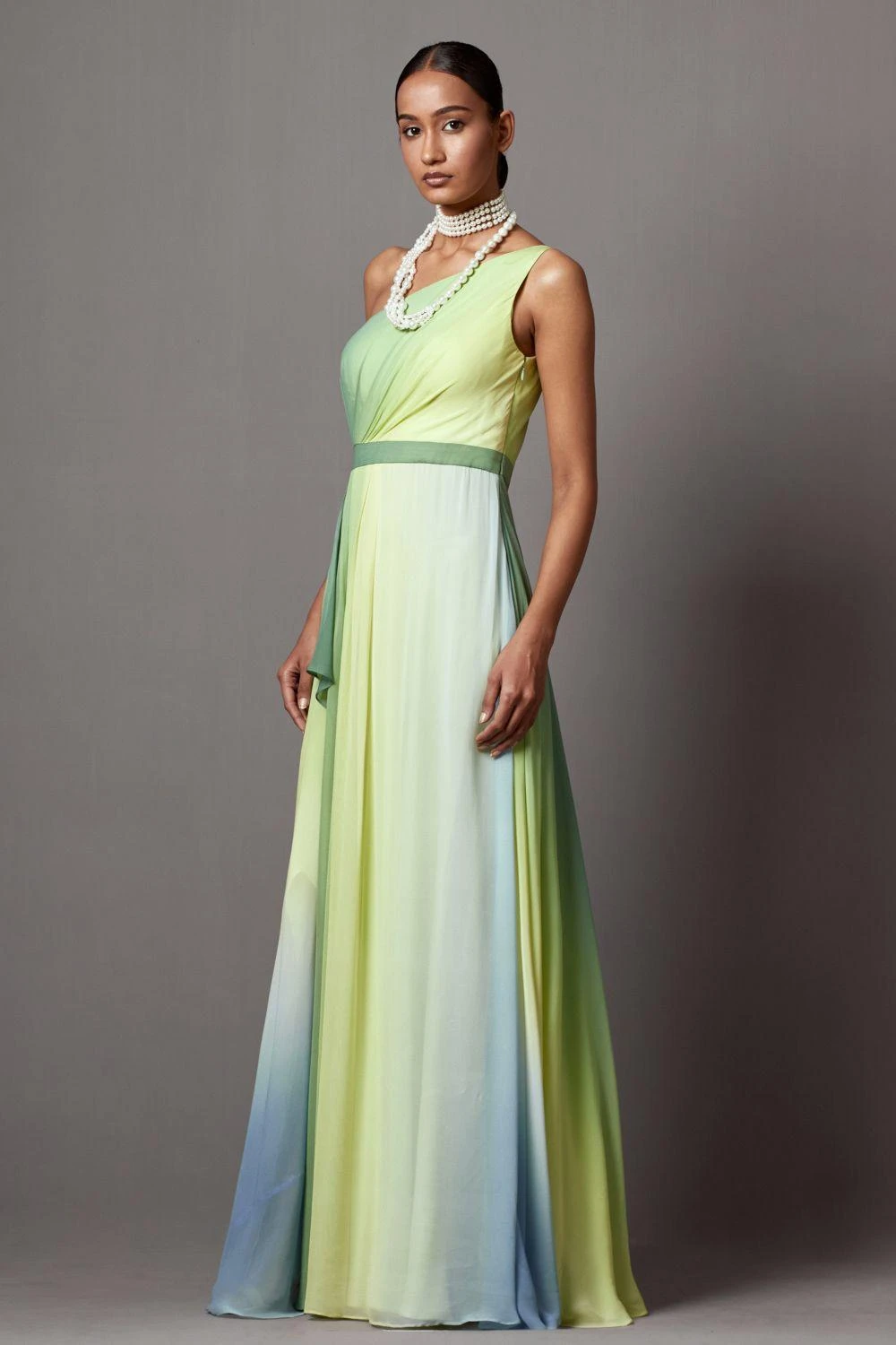 Mala And Kinnary Elegant Multi-hued Ombre Flowy Gown 5 Mala And Kinnary Elegant Multi-hued Ombre Flowy Gown - Image 3