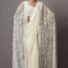 Mala And Kinnary Ivory White Pearl & Sequin Adorned Cape Set -Divine Couture 16124mk22 1