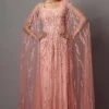 Mala And Kinnary Rose Pink Sequin Adorned Cape-gown Set -Divine Couture 16124mk24 1