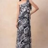 Nikita Mhaisalkar White Abstract Printed One Shoulder Dress -Divine Couture 16623nm5 1