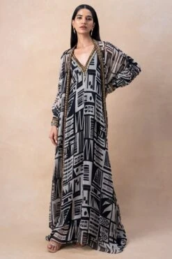 Nikita Mhaisalkar Black & White Aztec Printed Jacket Set