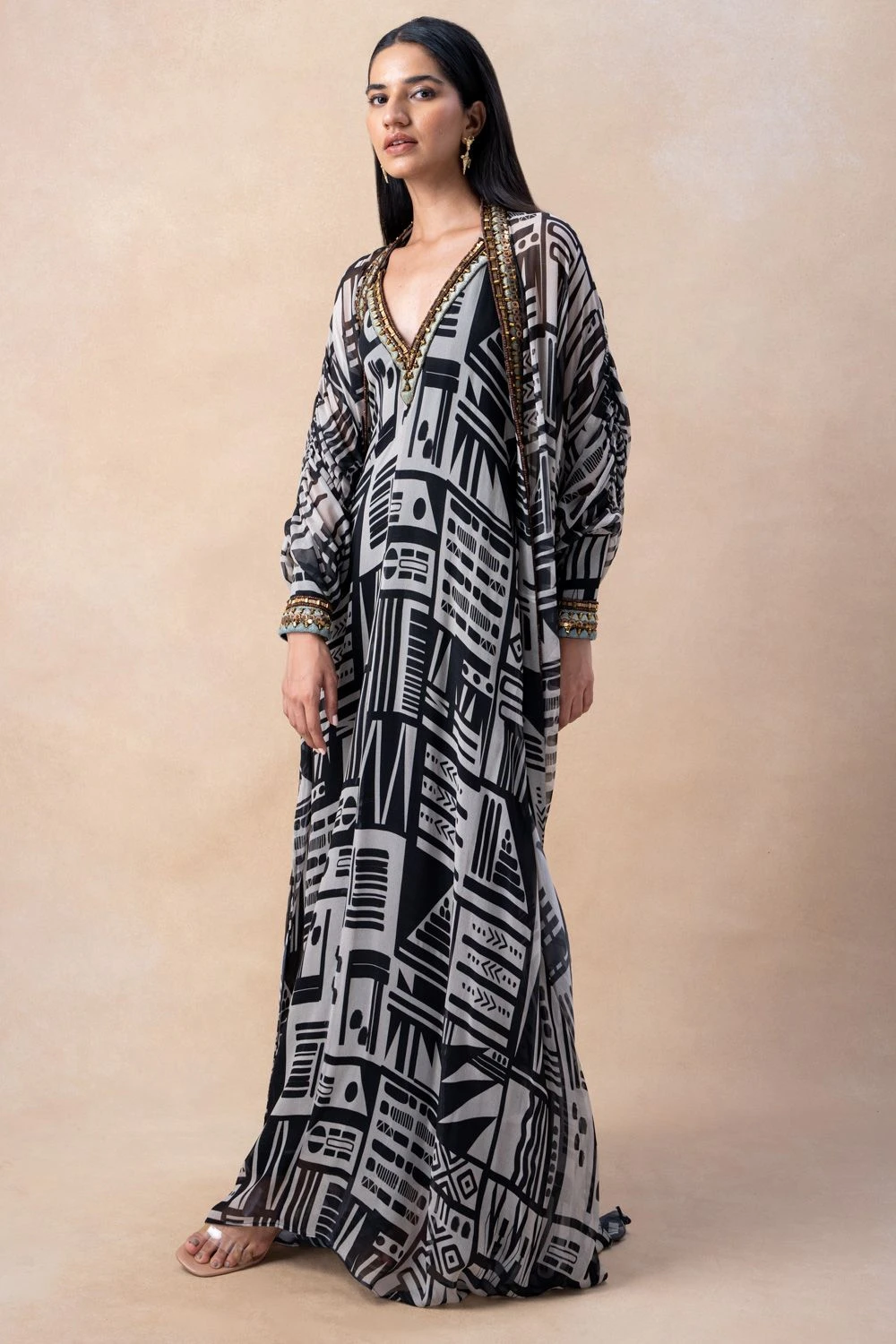 Nikita Mhaisalkar Black & White Aztec Printed Jacket Set 5 Nikita Mhaisalkar Black & White Aztec Printed Jacket Set - Image 3