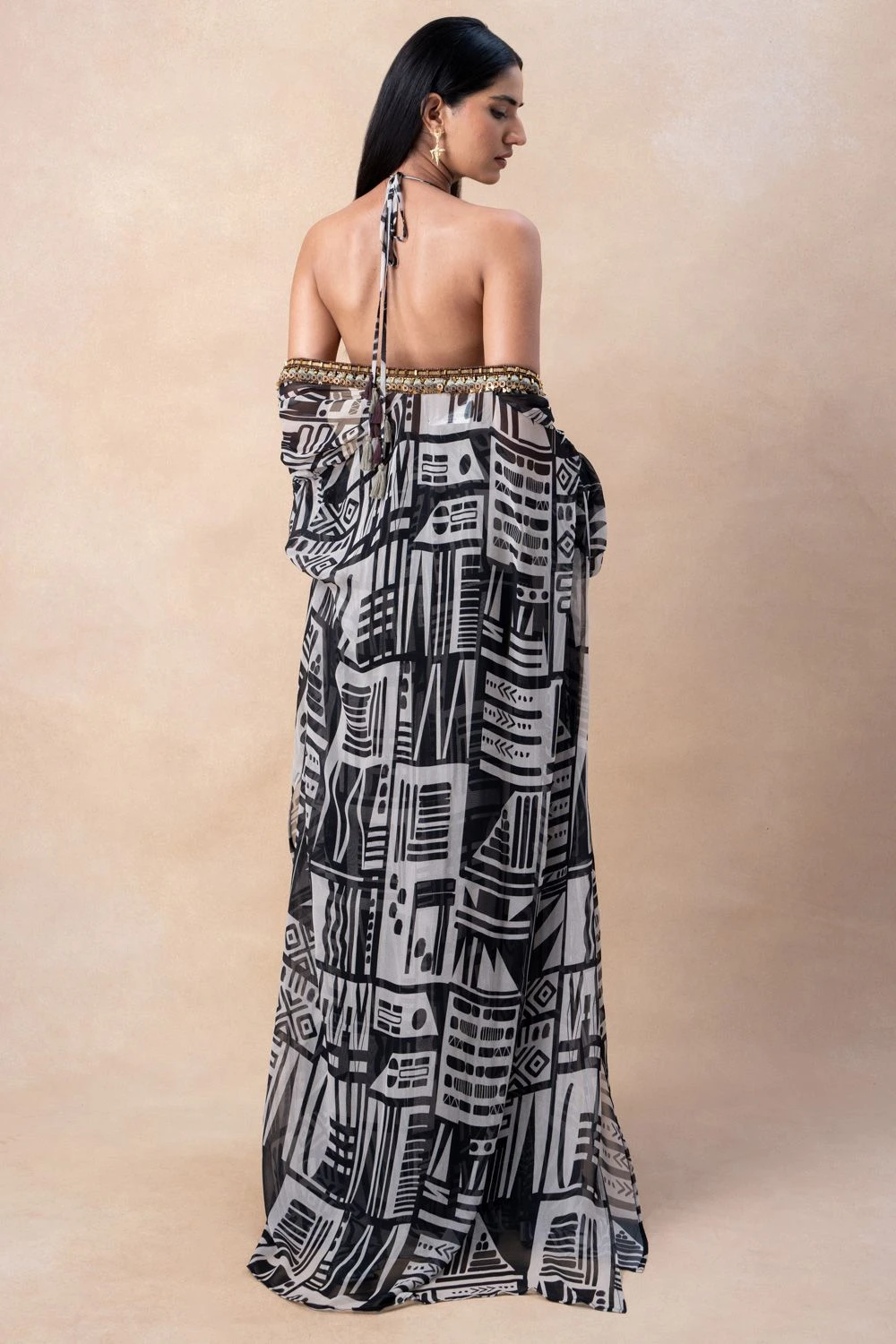 Nikita Mhaisalkar Black & White Aztec Printed Jacket Set 7 Nikita Mhaisalkar Black & White Aztec Printed Jacket Set - Image 5