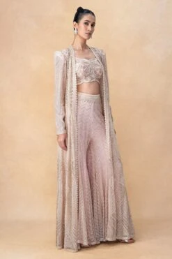 Ritika Mirchandani Pink & Gold Geometric Embellished Jacket Set -Divine Couture 16823rm1 3