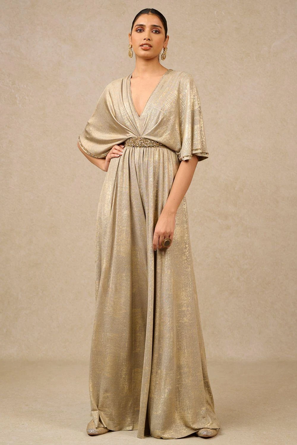Tarun Tahiliani Oyster Flared Jumpsuit 3 Tarun Tahiliani Oyster Flared Jumpsuit