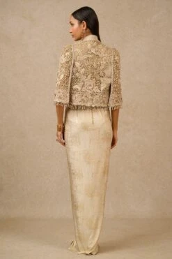 Tarun Tahiliani Gold Gara Embroidered Cape & Dress Set -Divine Couture 16923tt37 4