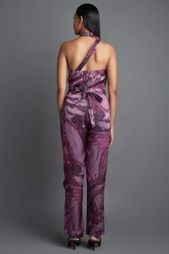 Amit Aggarwal Marbled Draped Plum Jumpsuit -Divine Couture 172ag16 3