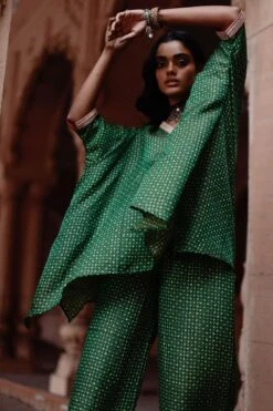 Avacara Green Handblock Printed Short Kaftan Set -Divine Couture 172ap8 3