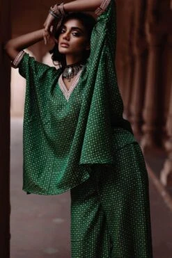 Avacara Green Handblock Printed Short Kaftan Set -Divine Couture 172ap8 4