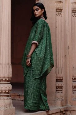 Avacara Green Handblock Printed Short Kaftan Set -Divine Couture 172ap8 6
