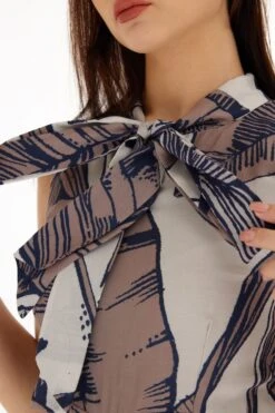 KoAi Brown And Cream Floral Bow Tie Jumpsuit -Divine Couture 17723koia22 5