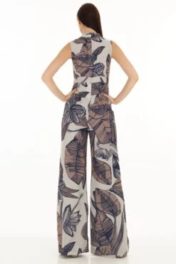 KoAi Brown And Cream Floral Bow Tie Jumpsuit -Divine Couture 17723koia22 6