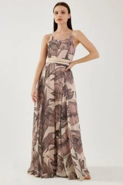 KoAi Cream And Pink Floral Sleeveless Jumpsuit