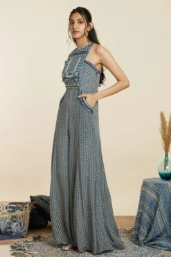 SVA Blue Geometric Printed Jumpsuit -Divine Couture 181123sva77 3