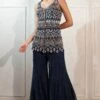 Ritika Mirchandani Navy Blue Geometric Hand Embroidered Sharara Set -Divine Couture 1811rm12 2