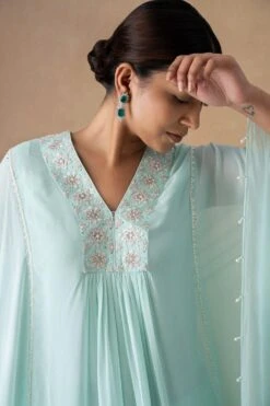 Ahilian Blue Floral Kaftan Set -Divine Couture 18124an20 4