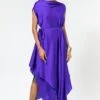 Stephany Purple Cowl Neck Dress With Slip 2 Stephany Purple Cowl Neck Dress With Slip -Divine Couture 181stp6 1