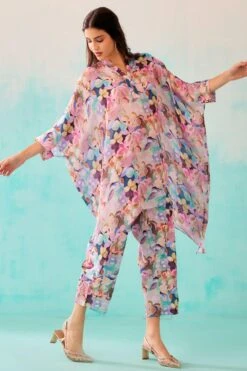 NORN Pink Floral Printed Short Kaftan -Divine Couture 1823nn39 3