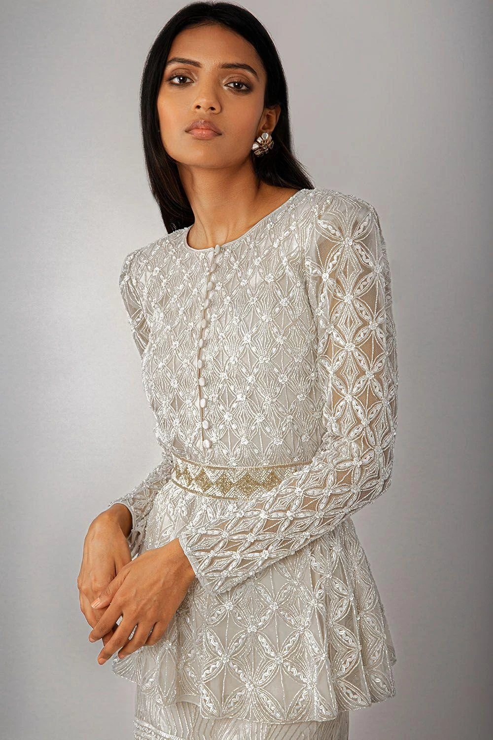 Ritika Mirchandani Ivory Geometric Pattern Sharara 5 Ritika Mirchandani Ivory Geometric Pattern Sharara - Image 3