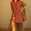 Shorshe Rust Red Gota Chanderi Sharara Set -Divine Couture 1910s6 1