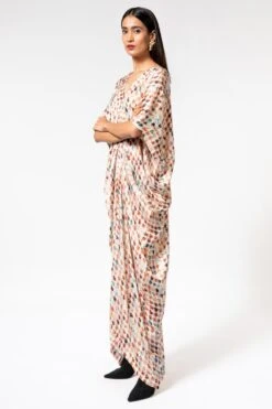 Inca Houndstooth Drape Satin Dress -Divine Couture 1911inca30 2