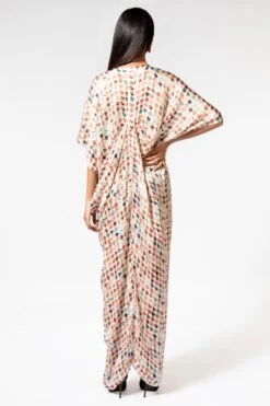 Inca Houndstooth Drape Satin Dress -Divine Couture 1911inca30 4