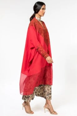 Divya Sheth Red Embroidered Kaftan & Pants Set -Divine Couture 191ds1 3