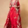 Anamika Khanna Red Floral Embellished Cape Set -Divine Couture 19423ak6 1