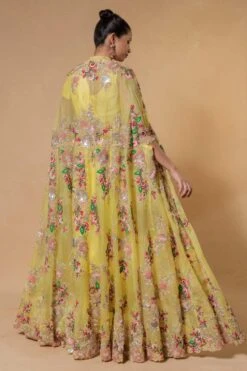 Anamika Khanna Yellow Floral Embellished Cape Set 11 Anamika Khanna Yellow Floral Embellished Cape Set -Divine Couture 19423ak7 5