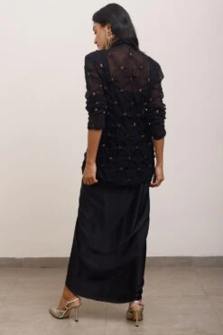 AK-OK By Anamika Khanna Black Draped Blazer Set -Divine Couture 19523ak32 6