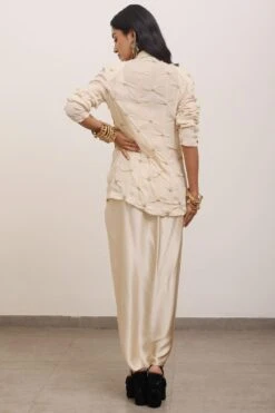 AK-OK By Anamika Khanna Beige Draped Blazer Set -Divine Couture 19523ak35 6