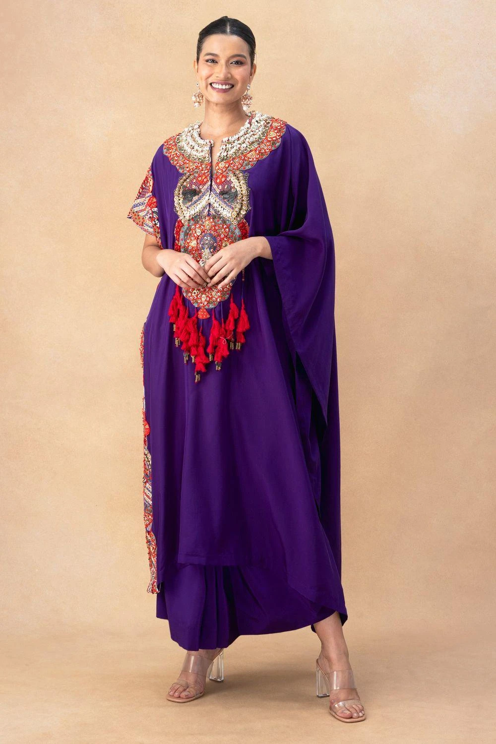 Anamika Khanna Purple Embellished Kaftan Set 3 Anamika Khanna Purple Embellished Kaftan Set