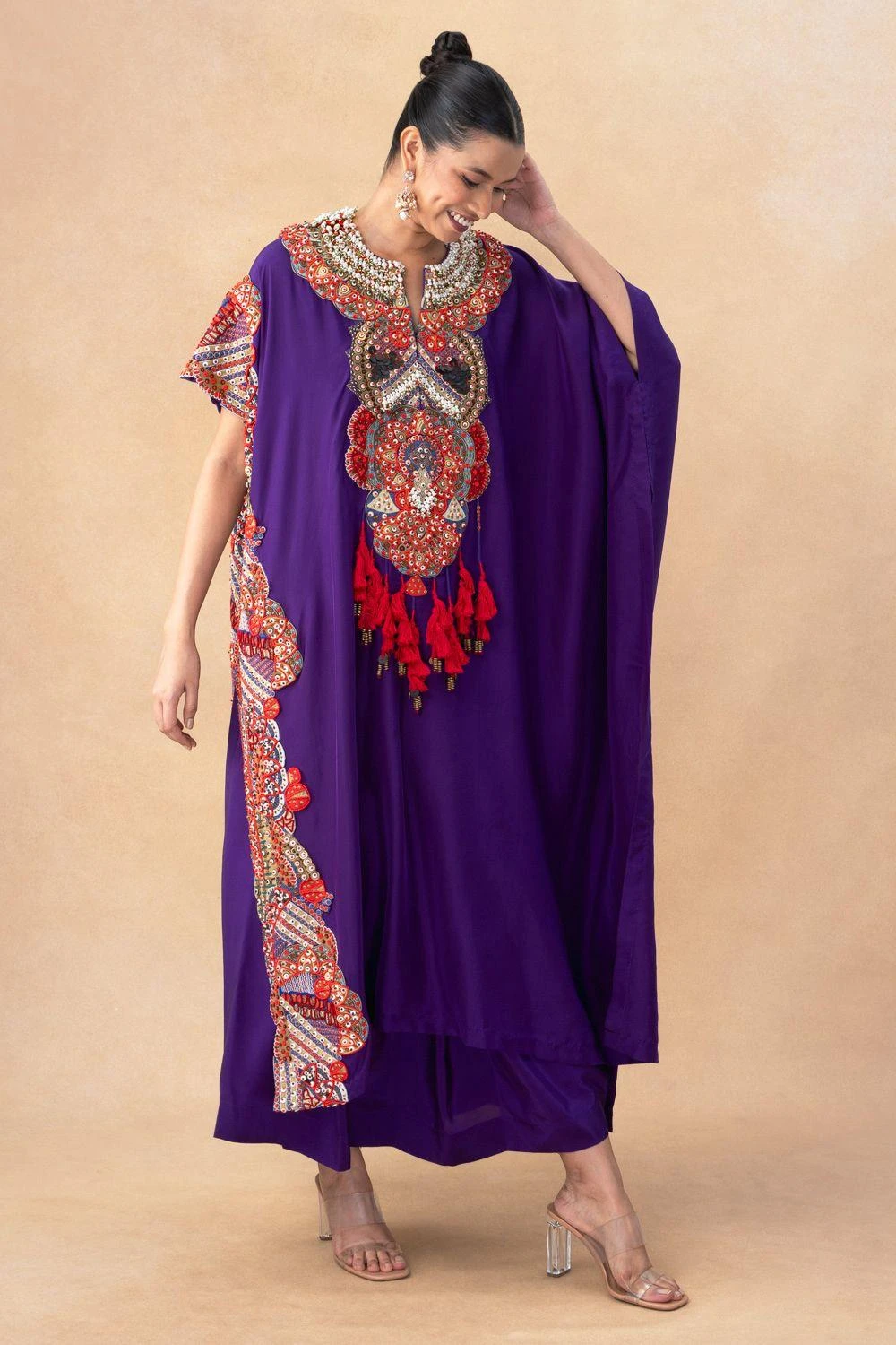 Anamika Khanna Purple Embellished Kaftan Set 5 Anamika Khanna Purple Embellished Kaftan Set - Image 3