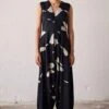 Khara Kapas Black Terracotta Print Jumpsuit -Divine Couture 19923kk16 1