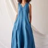 Khara Kapas Steel Blue Linen Jumpsuit -Divine Couture 19923kk17 1