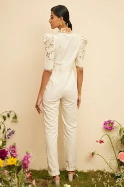 Chandrima Ivory Threadwork And Cutwork Jumpsuit -Divine Couture 20032023ca32 6