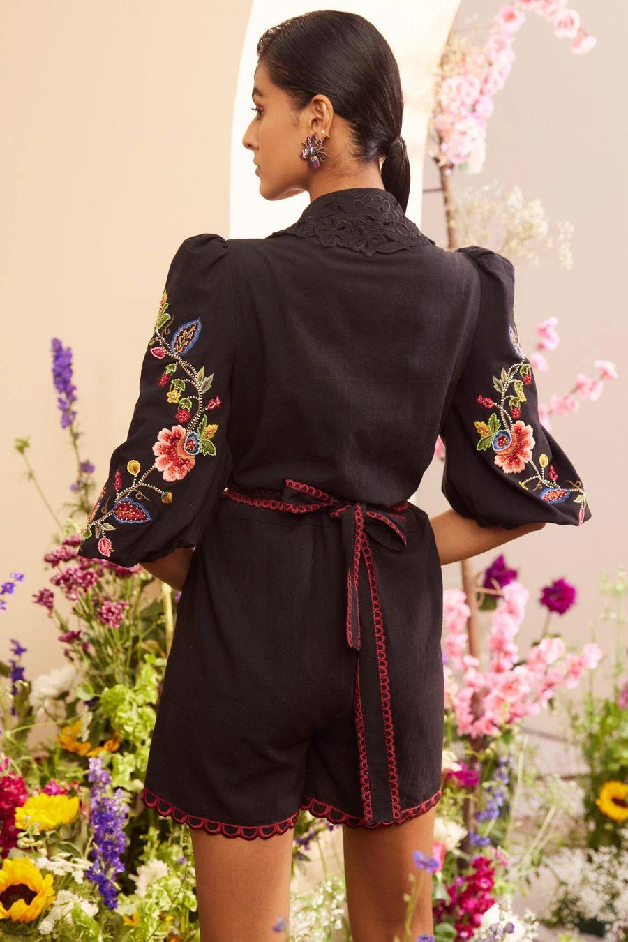 Chandrima Black Threadwork And Beadwork Playsuit 6 Chandrima Black Threadwork And Beadwork Playsuit - Image 4