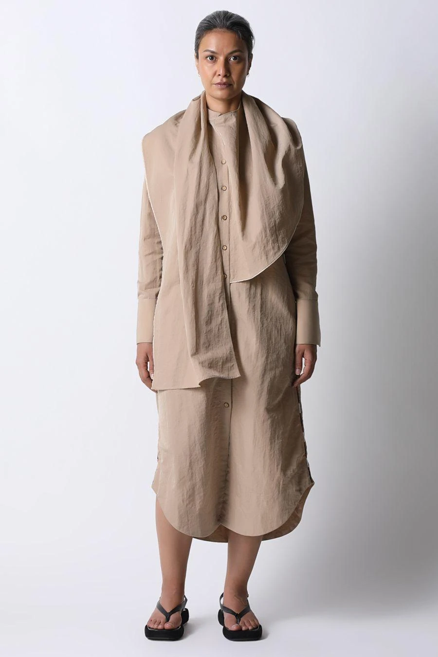 431-88 By Shweta Kapur Beige Scarf Dress 3 431-88 By Shweta Kapur Beige Scarf Dress
