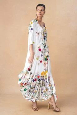 Anamika Khanna White Floral Embellished Cape Set -Divine Couture 201023ak02 3