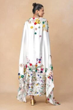 Anamika Khanna White Floral Embellished Cape Set -Divine Couture 201023ak02 5
