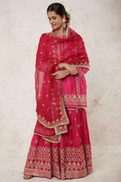 Gopi Vaid Red Embroidered Sharara Set