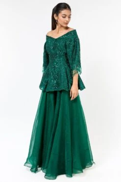 Asira Emerald Green Embellished Peplum & Sharara 9 Asira Emerald Green Embellished Peplum & Sharara -Divine Couture 2012asr3 3