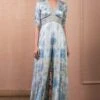 Tarun Tahiliani Blue Floral Printed Jumpsuit -Divine Couture 20623tt23 1