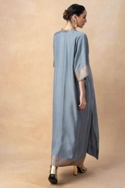 Jayanti Reddy Grey Embellished Kaftan With Benarasi Borders -Divine Couture 20723jr4 5