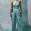Sakshi Khetterpal Aqua Ice Halter Neck Jumpsuit 2 Sakshi Khetterpal Aqua Ice Halter Neck Jumpsuit -Divine Couture 20723sk21 1