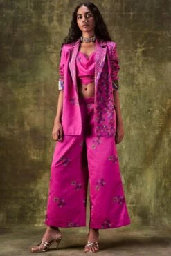 Punit Balana Pink Hand Block Printed Jacket Set