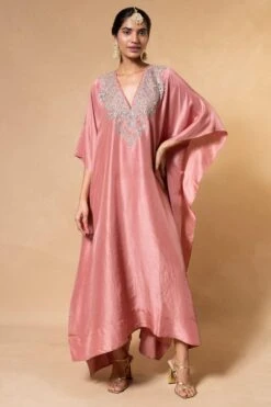Jayanti Reddy Peach Zardosi Embroidered Kaftan